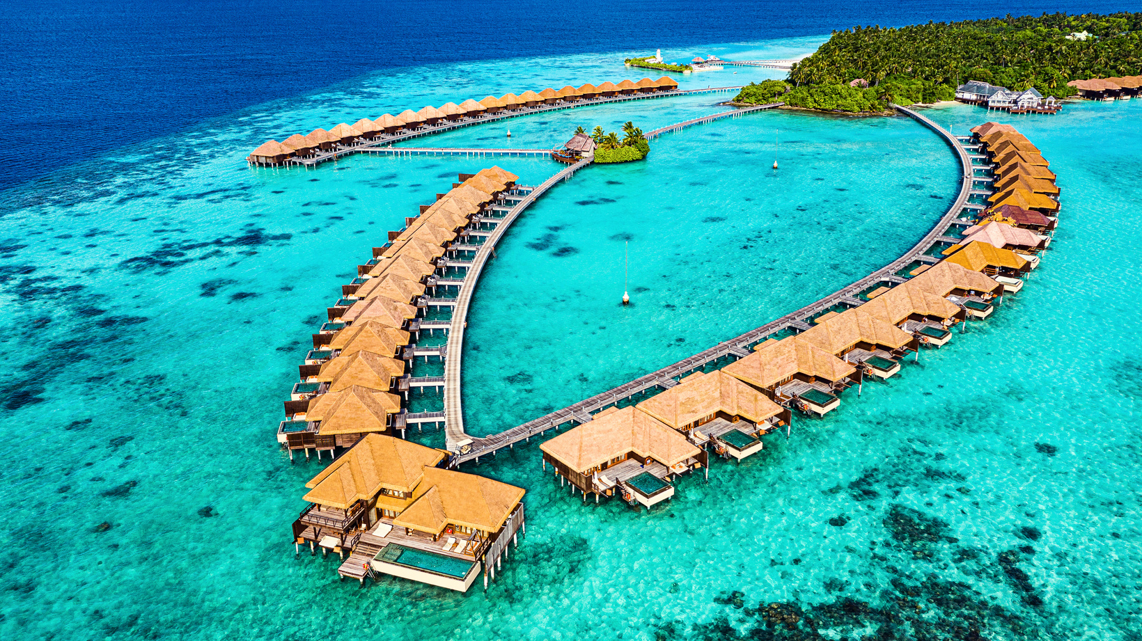 Aerial View of Luxury Resort in Maldives